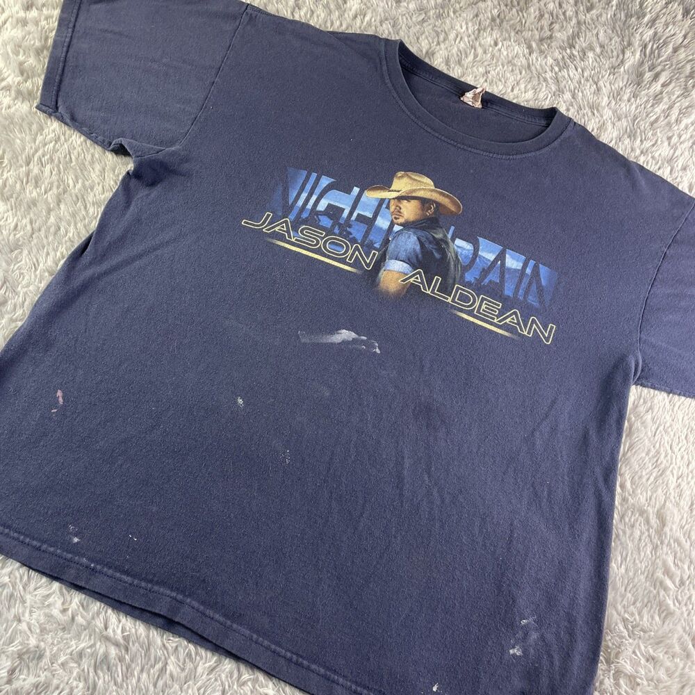 Jason Aldean Shirt Mens Extra Large Blue 2013 Night Train Tour Concert Country